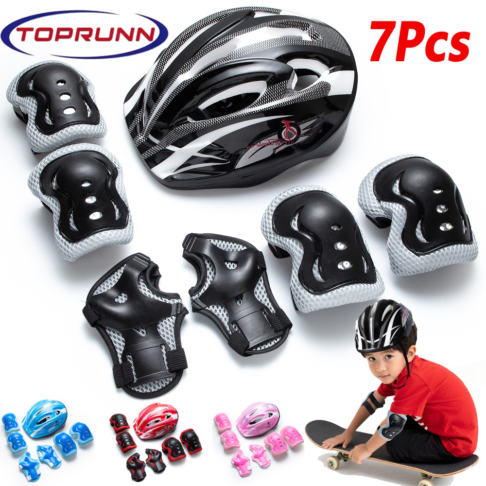 Cycling Protective Gear Kids - 7-in-1 beschermingsset voor kinderen met sporthelm,