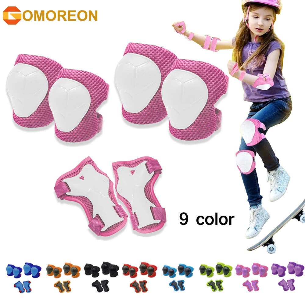 Cycling Protective Gear Kids - GOMOREON 6 stks/set kinderen kniebeschermers elleboogbeschermers