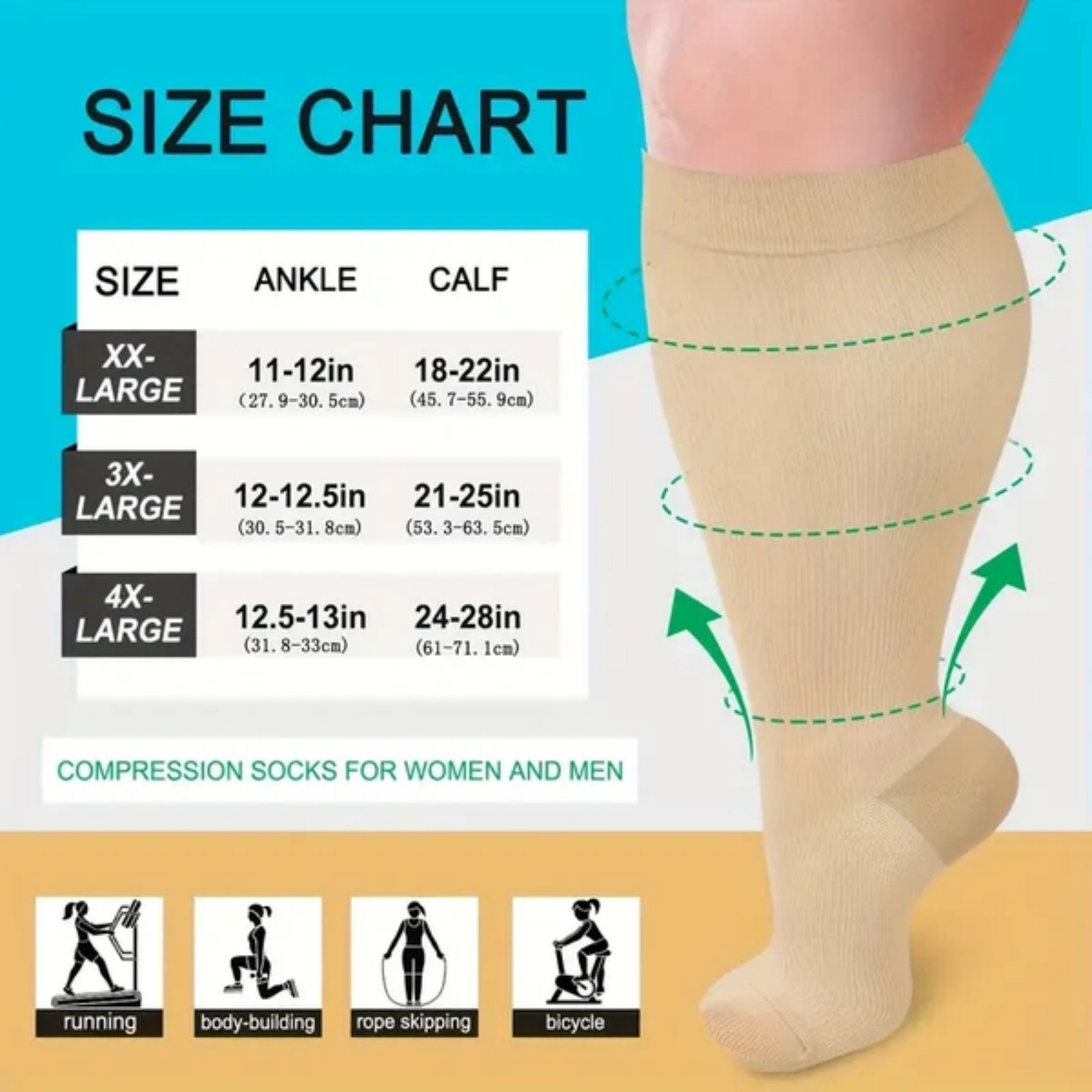 Cycling Gear For Large Men - 3 paar extra grote nylon compressiesokken,